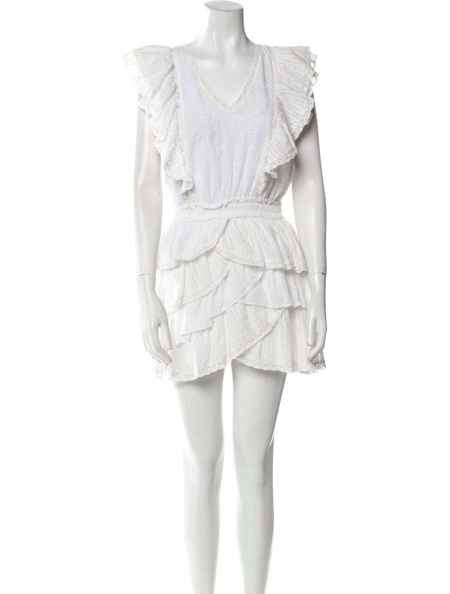 LoveShackFancy V-Neck Mini Dress