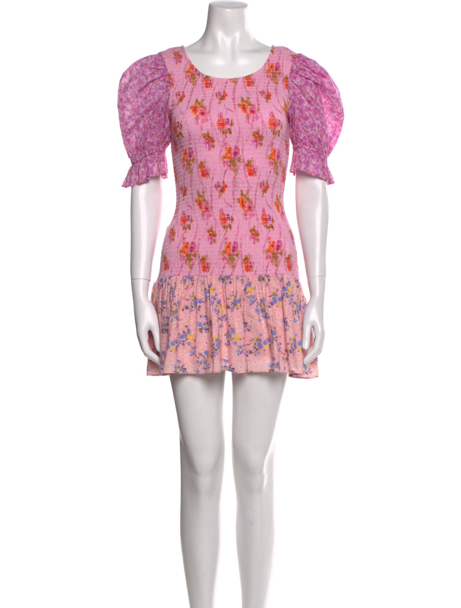 LoveShackFancy Floral Print Mini Dress