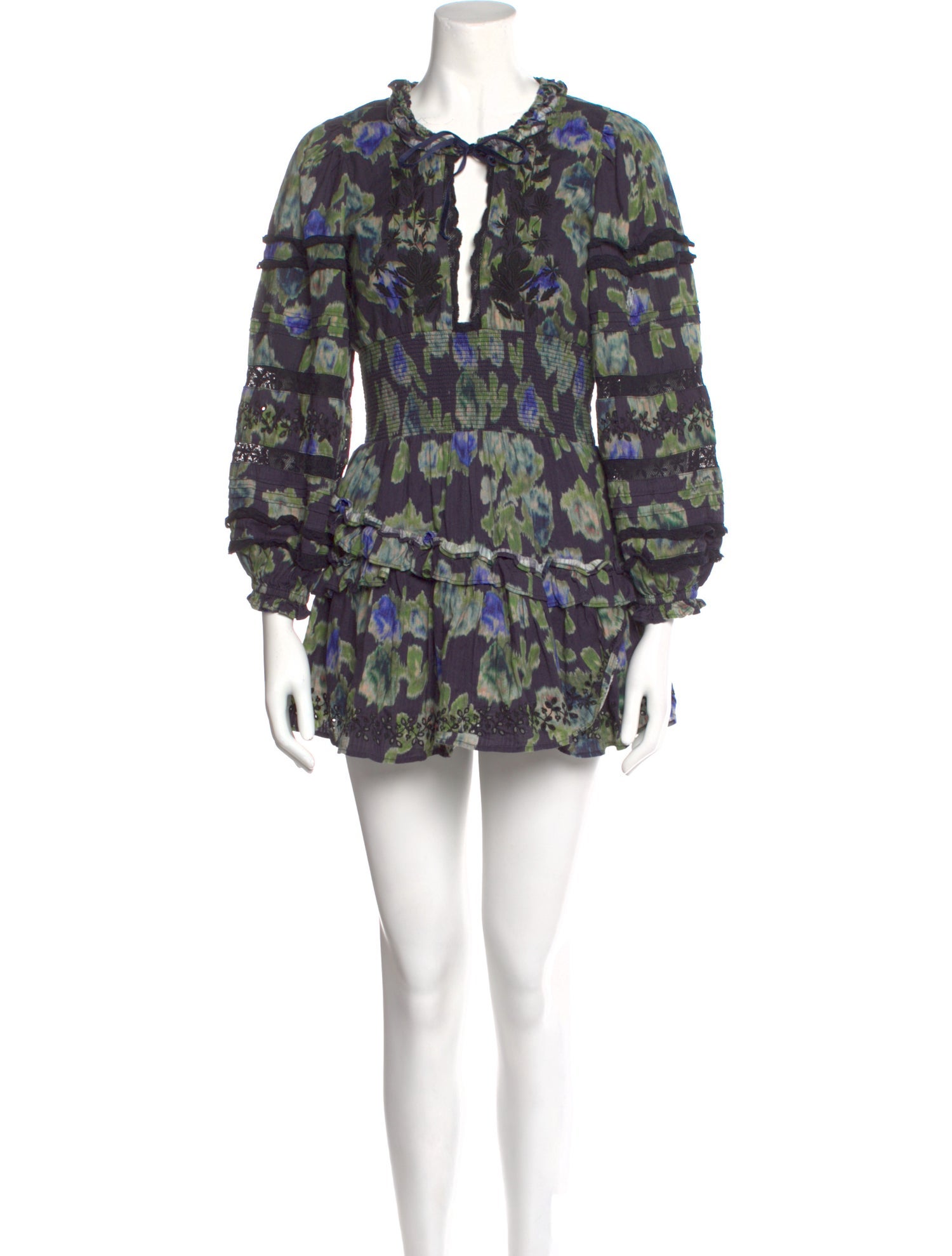 LoveShackFancy Floral Print Mini Dress