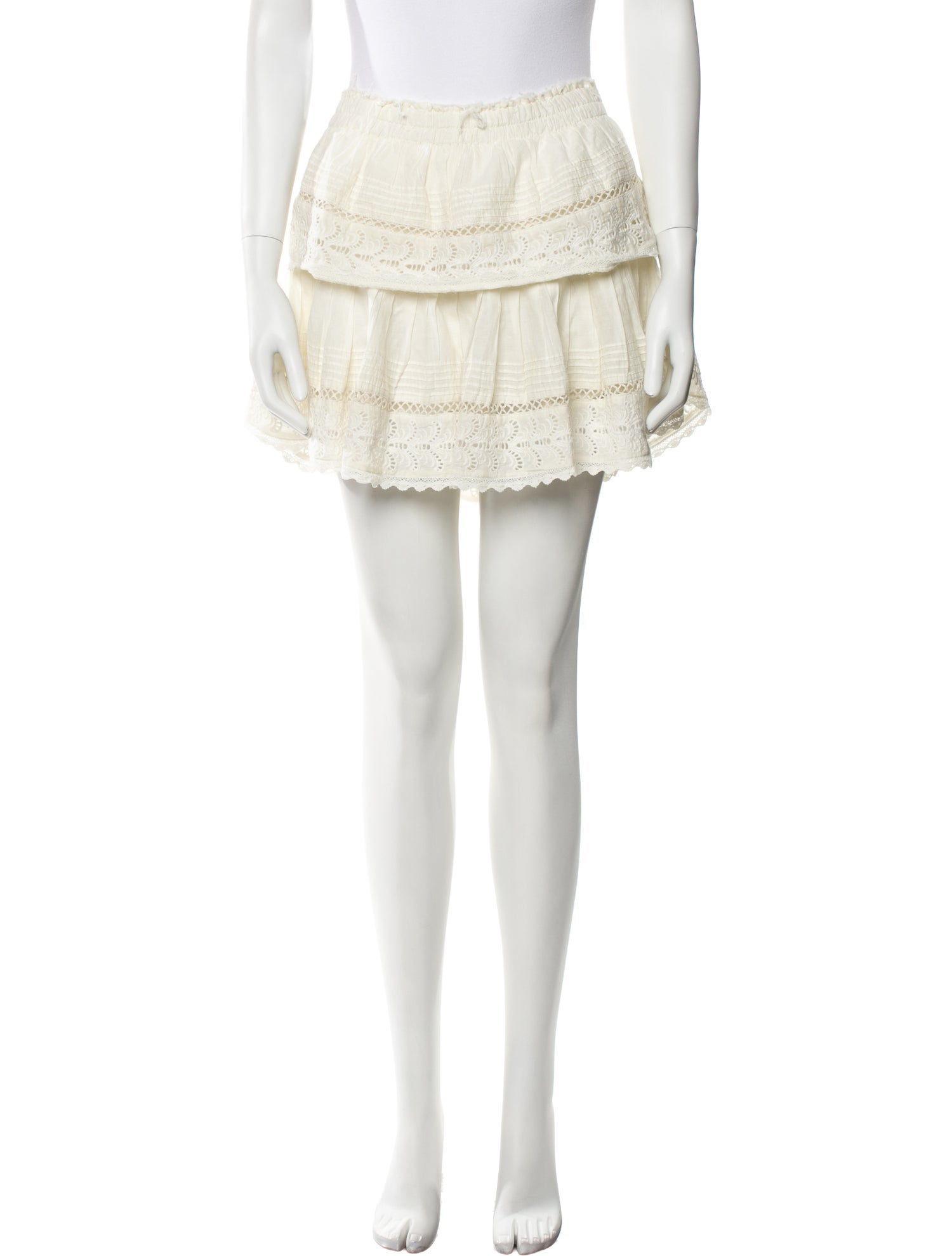 LoveShackFancy Embroidered Accent Mini Skirt