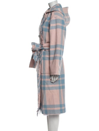 LoveShackFancy Wool Plaid Print Trench Coat