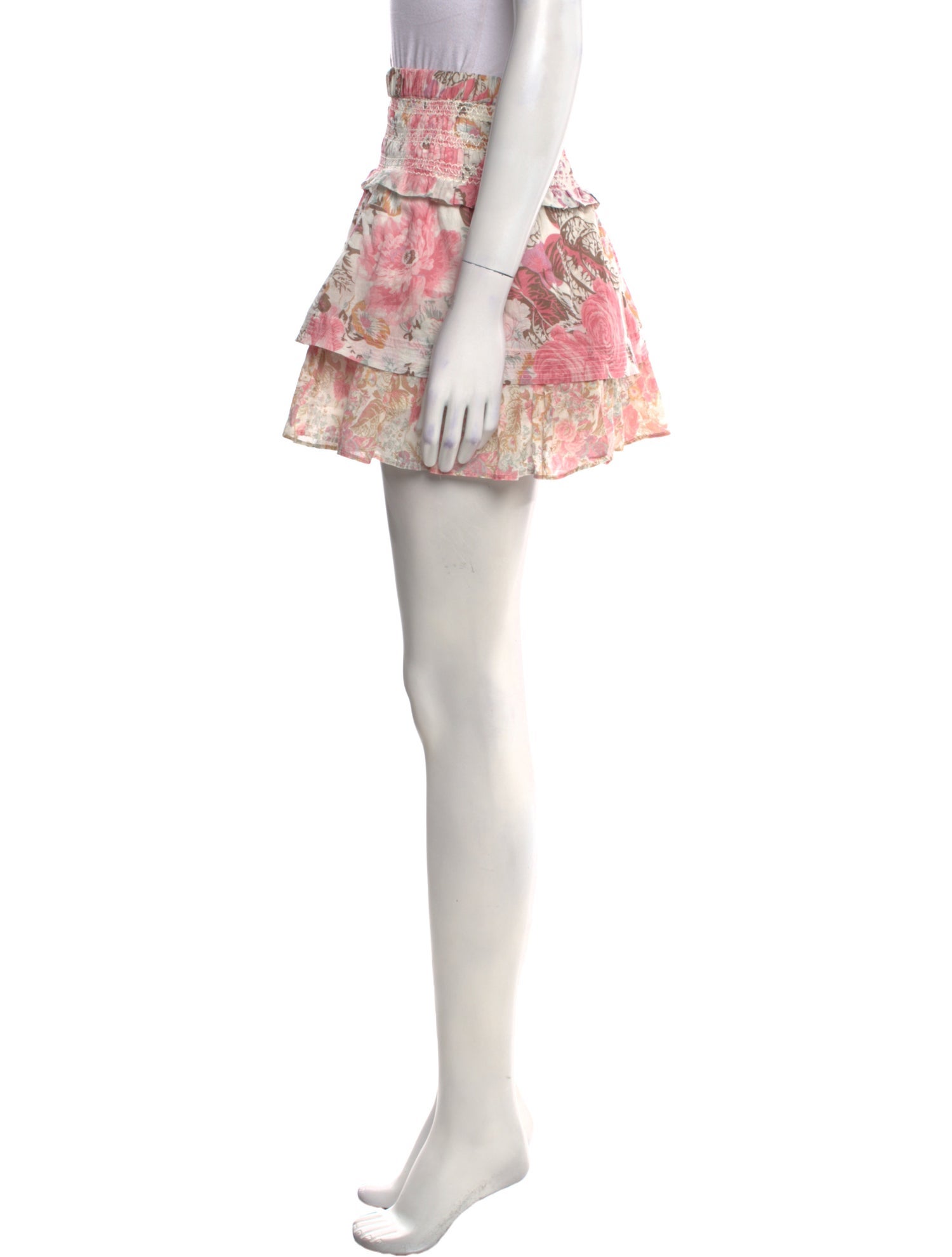 LoveShackFancy Floral Print Mini Skirt