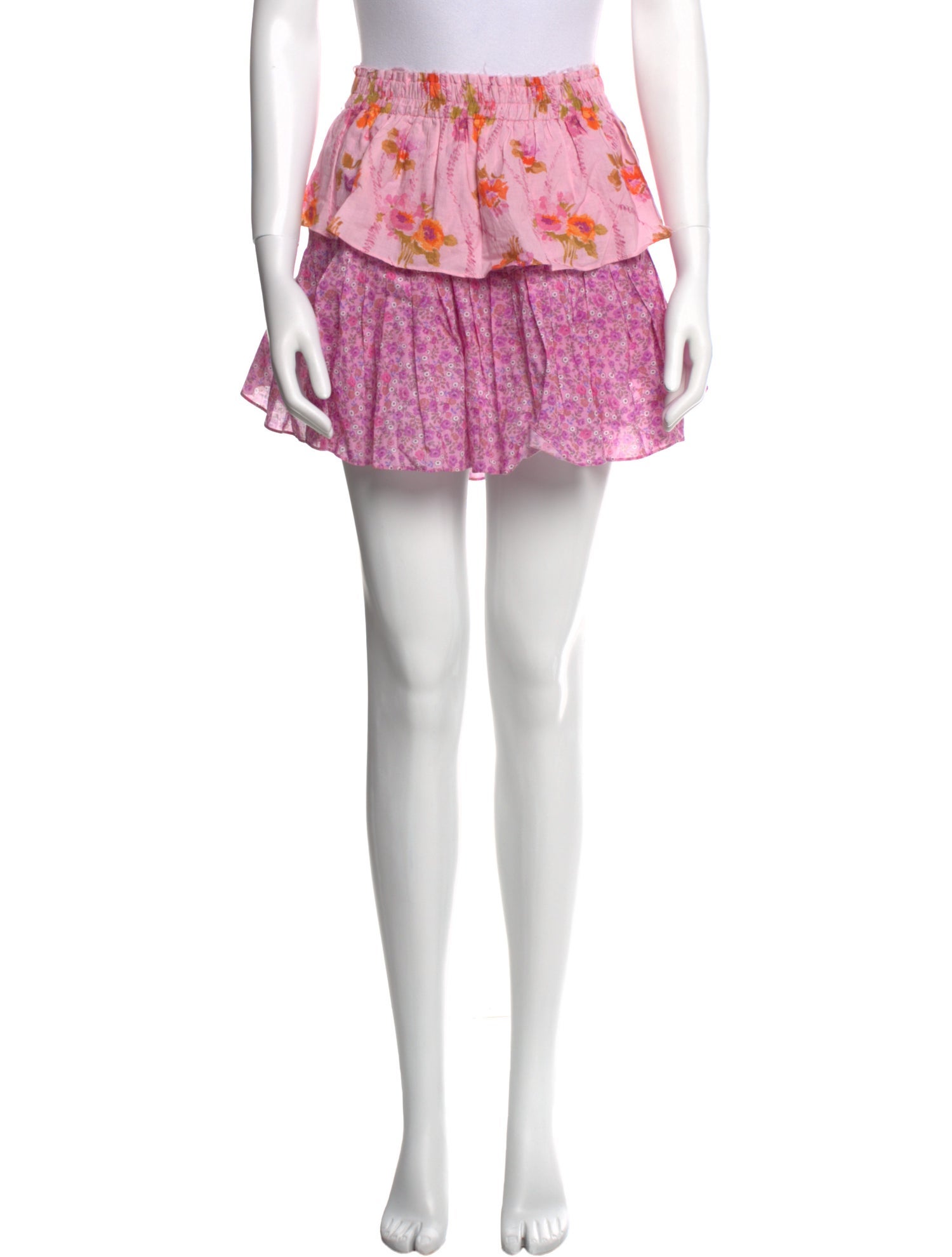 LoveShackFancy Floral Print Mini Skirt