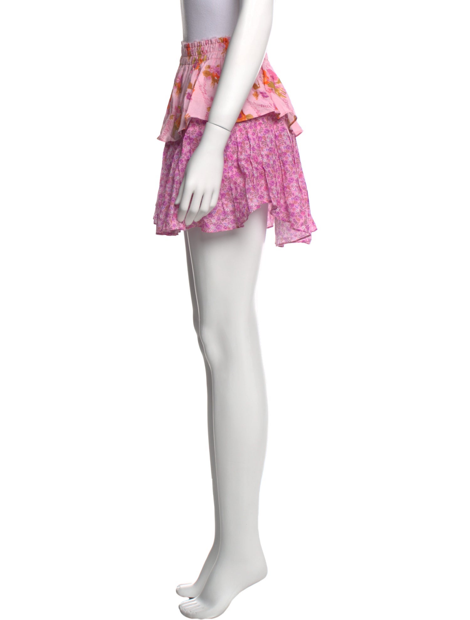 LoveShackFancy Floral Print Mini Skirt