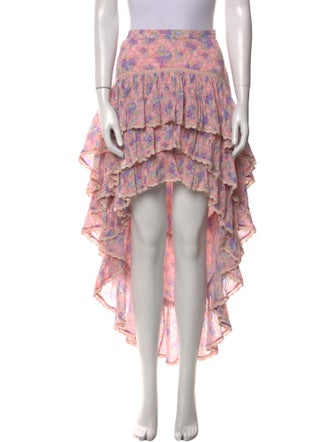 LoveShackFancy Floral Print Midi Length Skirt