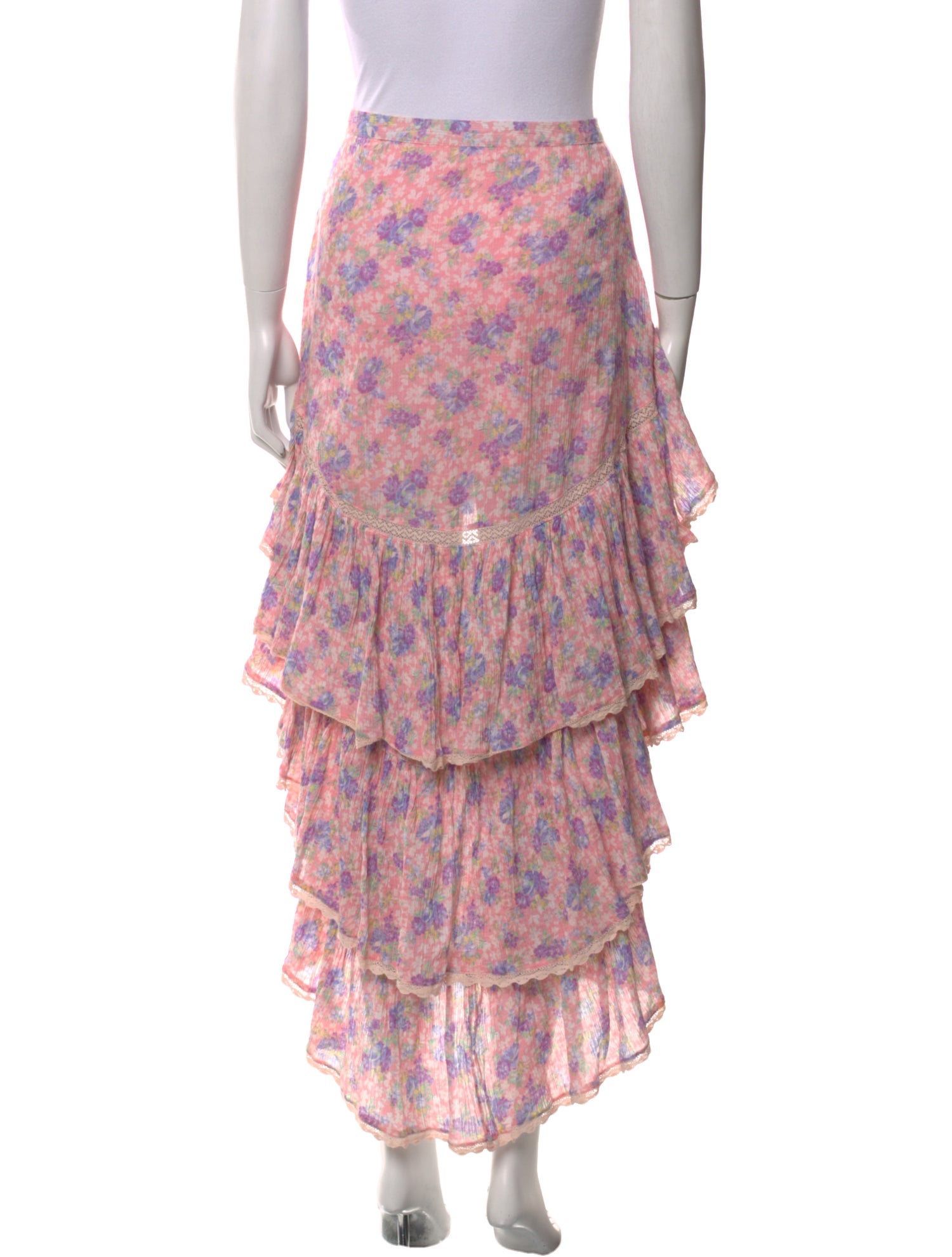 LoveShackFancy Floral Print Midi Length Skirt