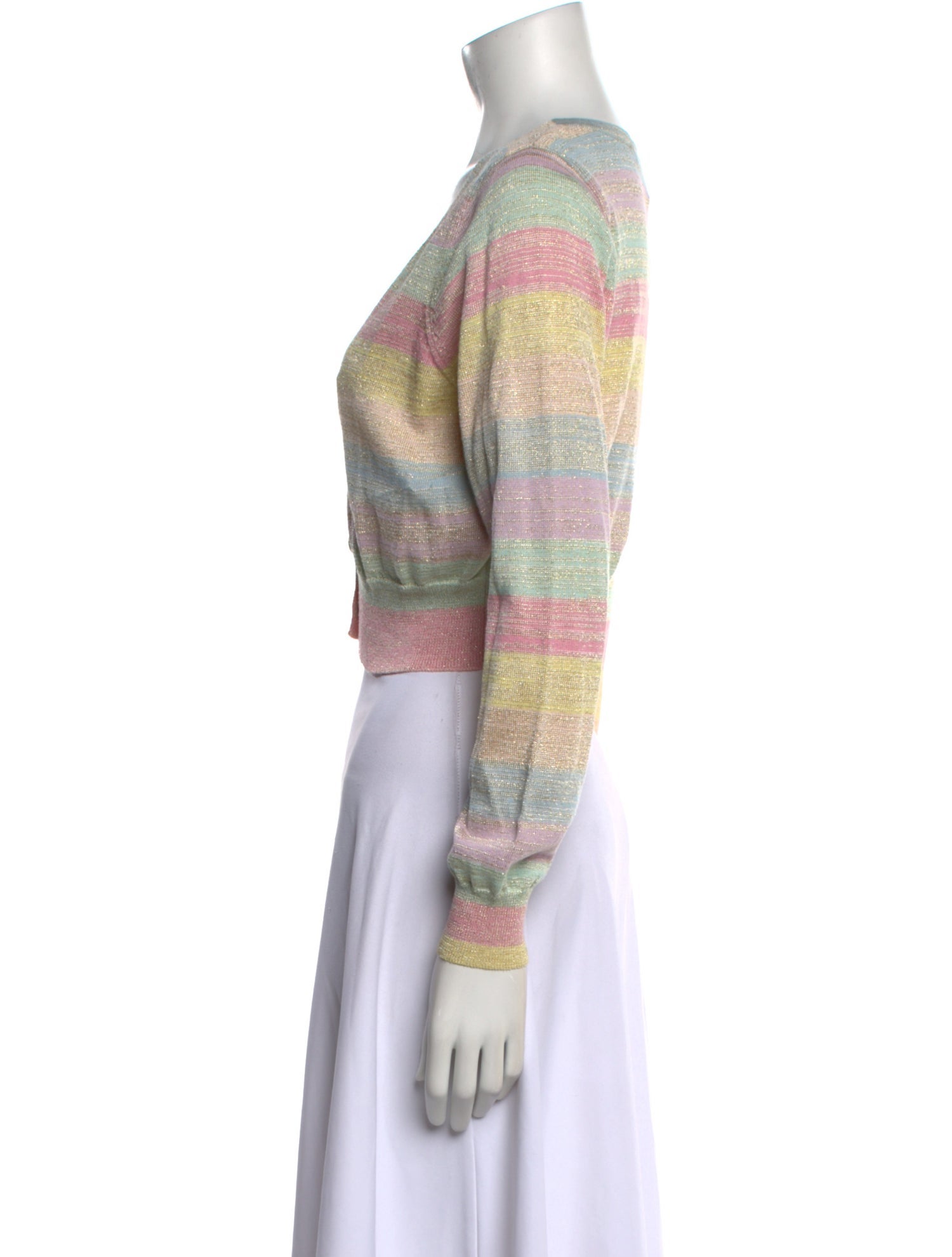 LoveShackFancy Striped V-Neck Crop Top