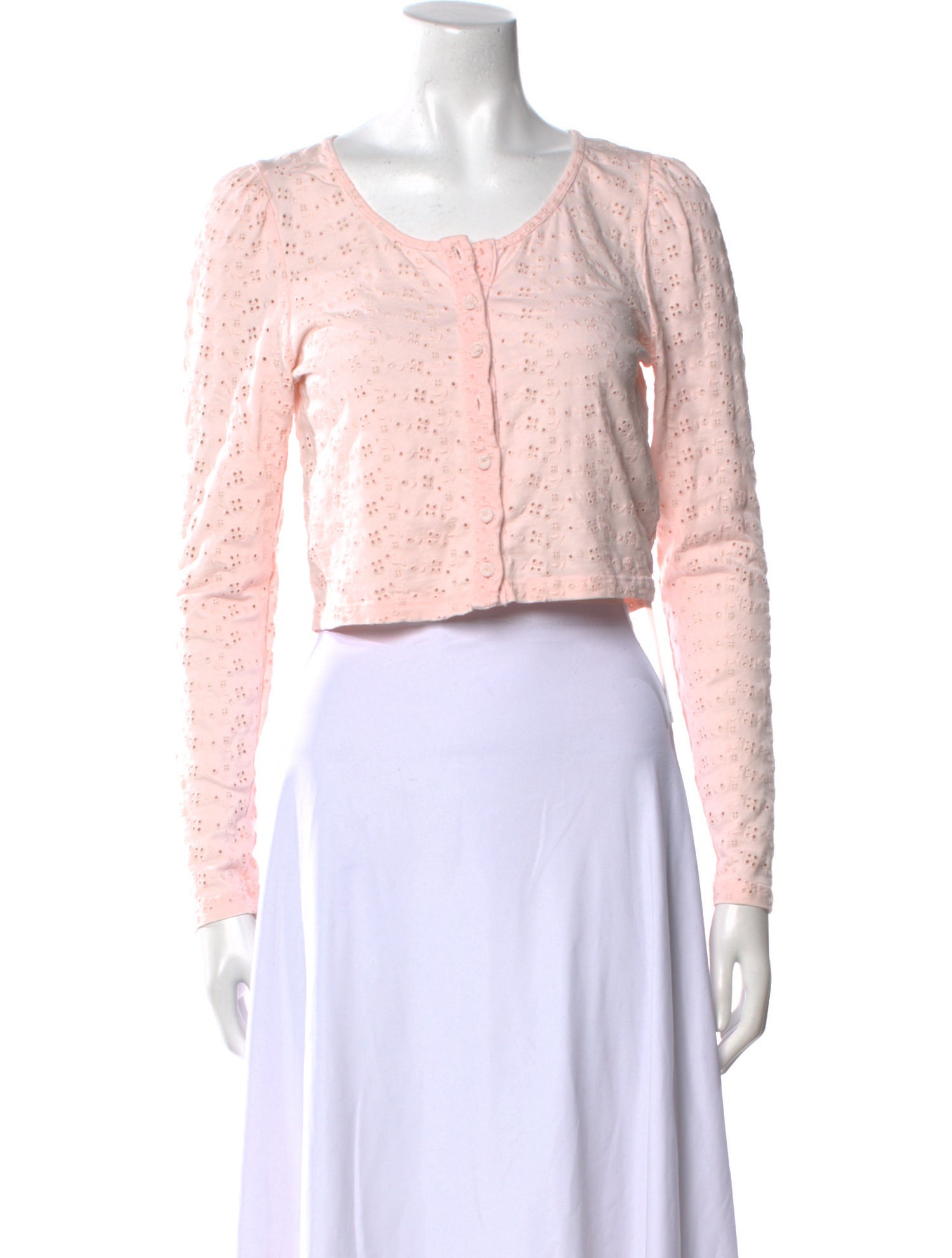 LoveShackFancy Lace Pattern Scoop Neck Crop Top