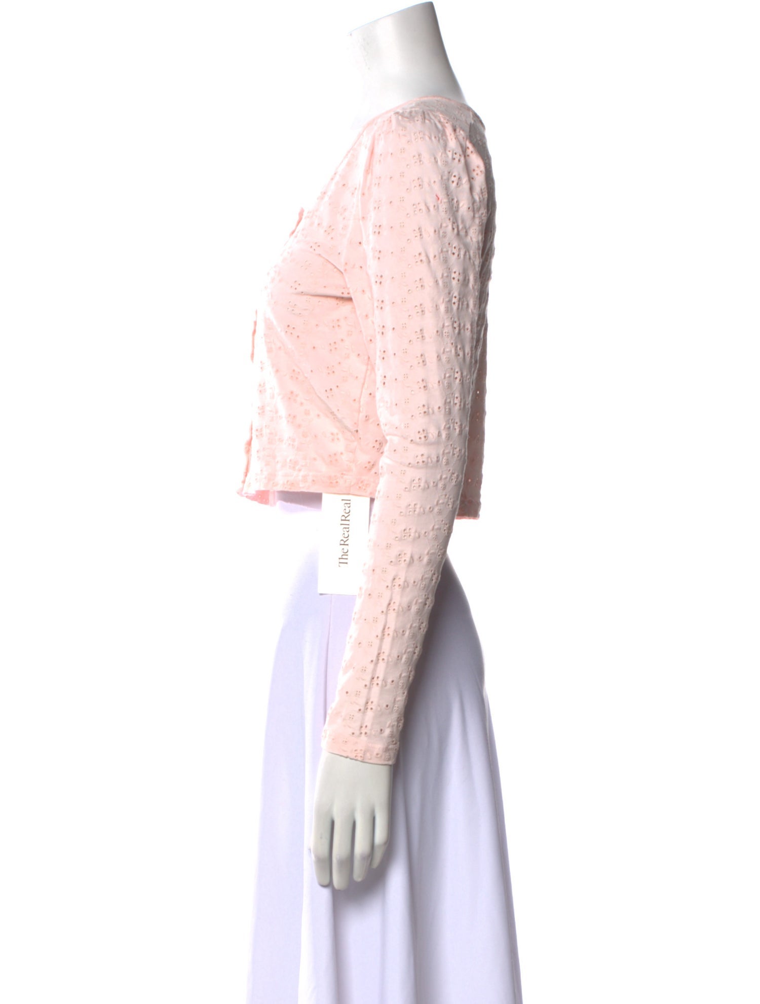 LoveShackFancy Lace Pattern Scoop Neck Crop Top