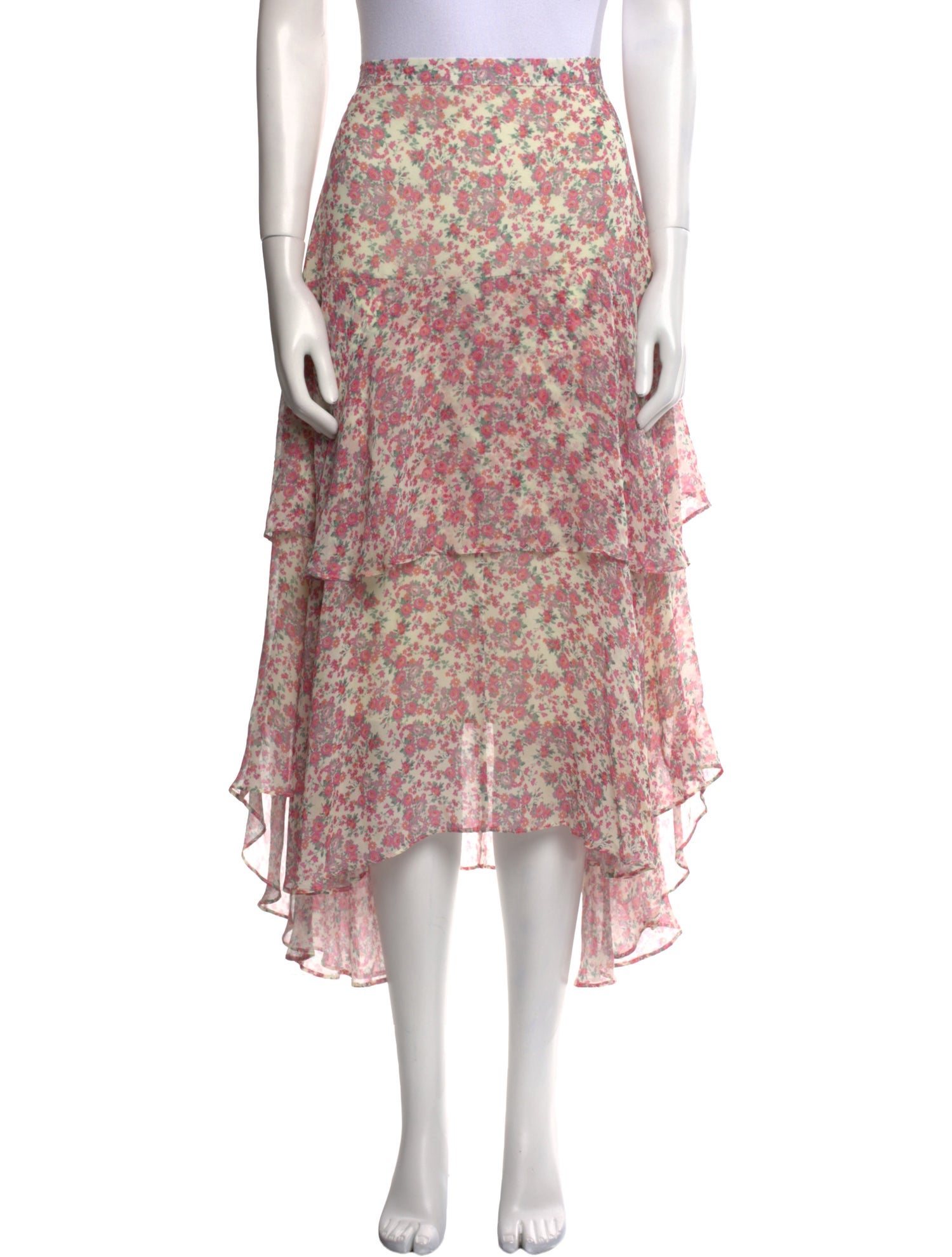 LoveShackFancy Silk Midi Length Skirt