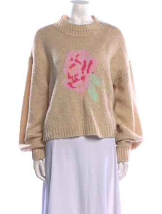 LoveShackFancy Graphic Print Mock Neck Sweater