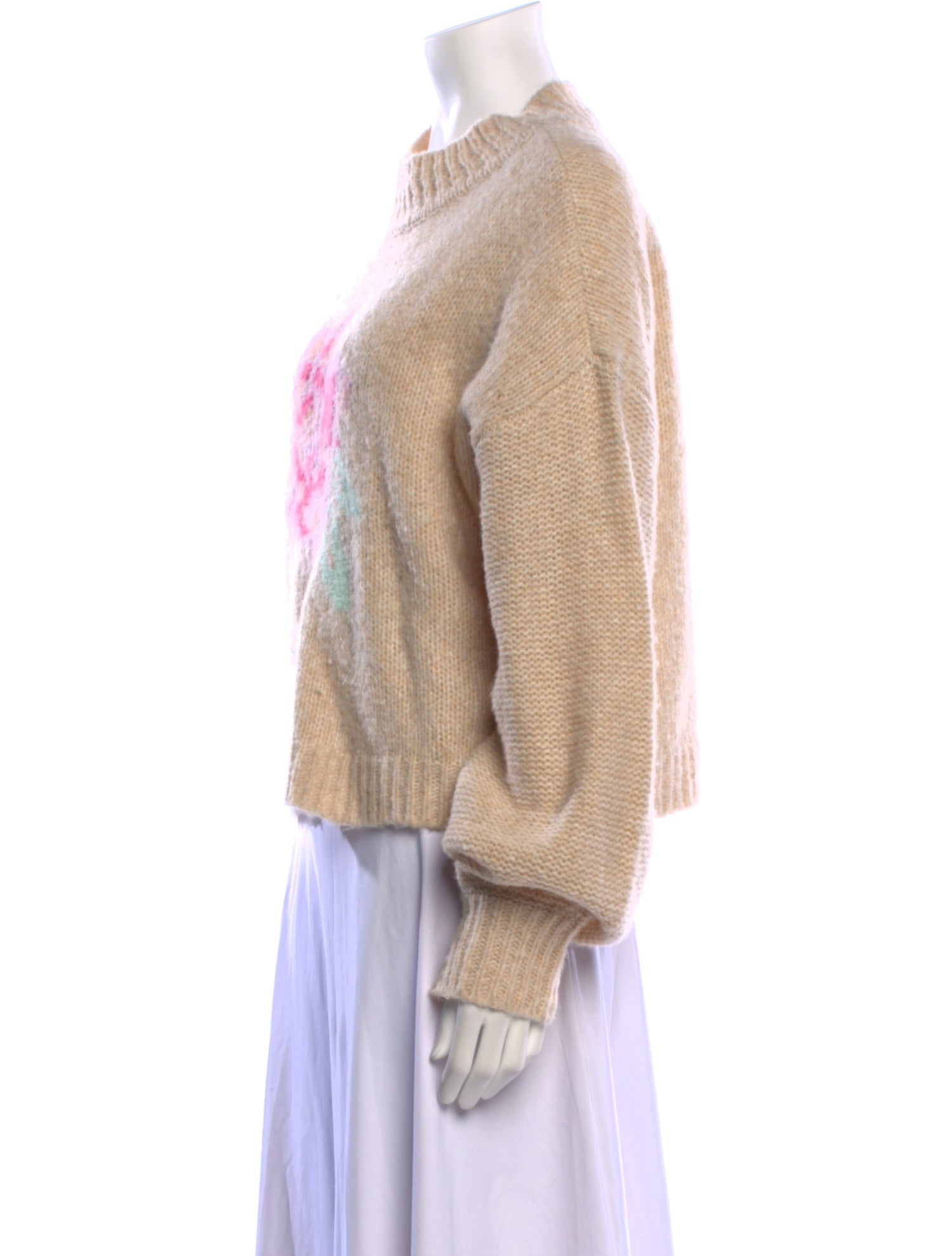 LoveShackFancy Graphic Print Mock Neck Sweater