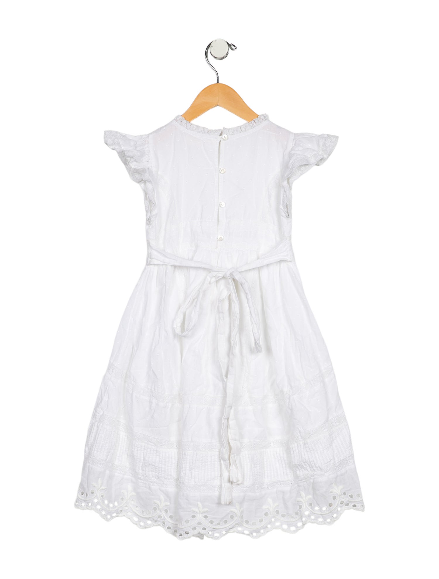 LoveShackFancy LoveShackFancy Girls' Eyelet Trim Cotton Dress
