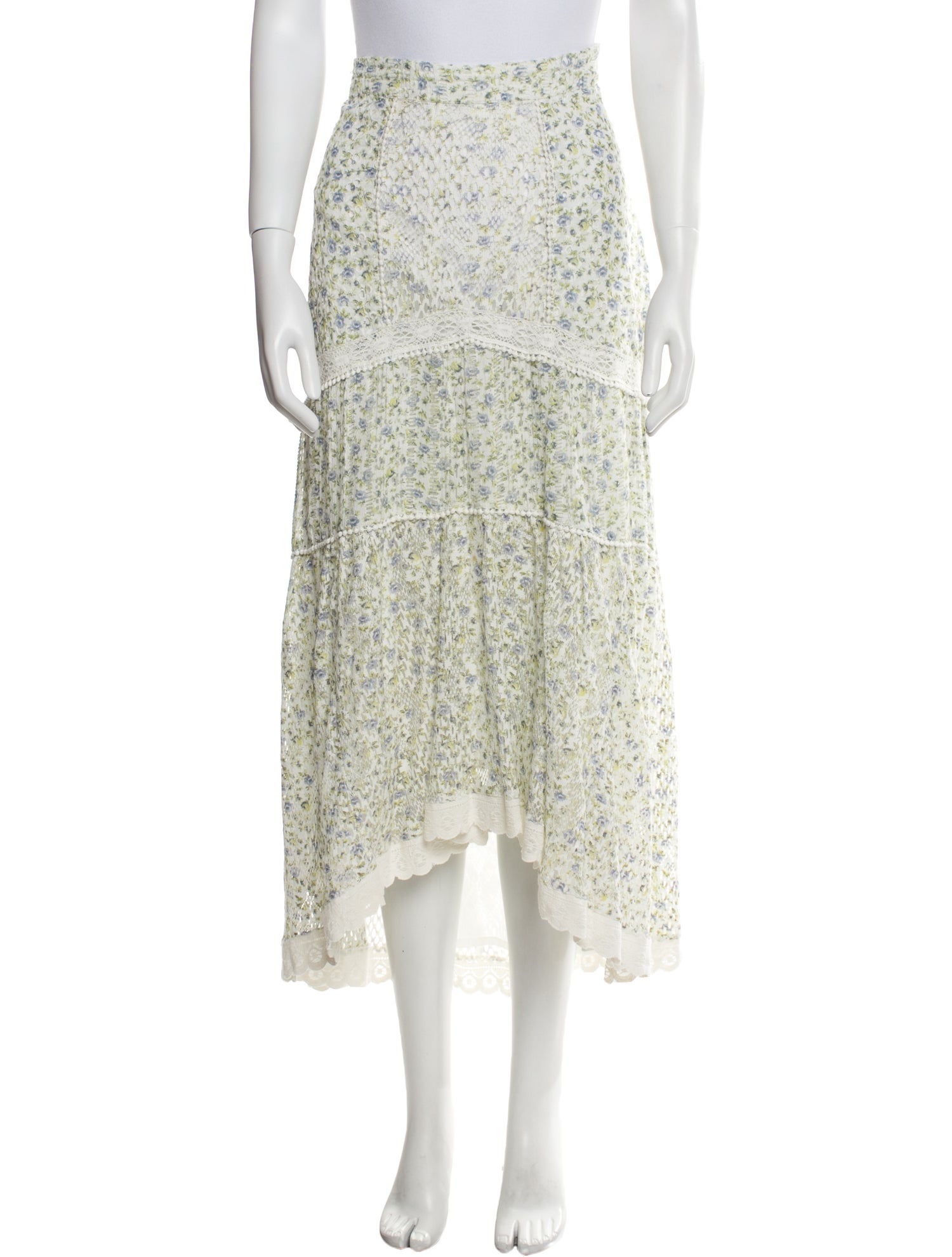 LoveShackFancy Printed Midi Length Skirt