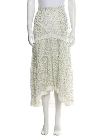 LoveShackFancy Printed Midi Length Skirt