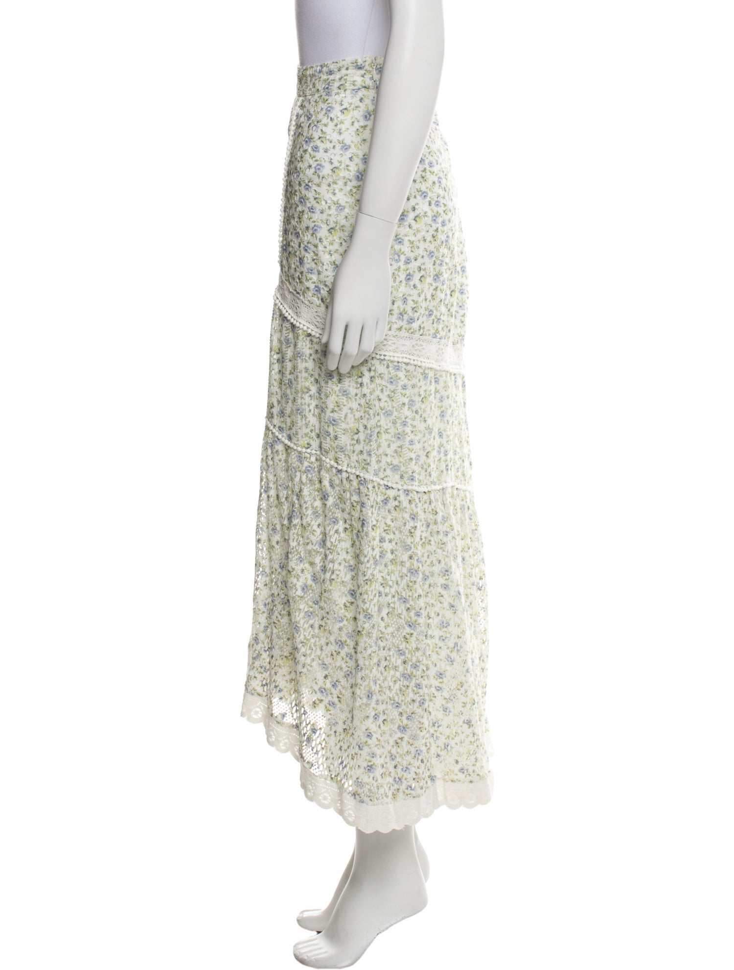 LoveShackFancy Printed Midi Length Skirt