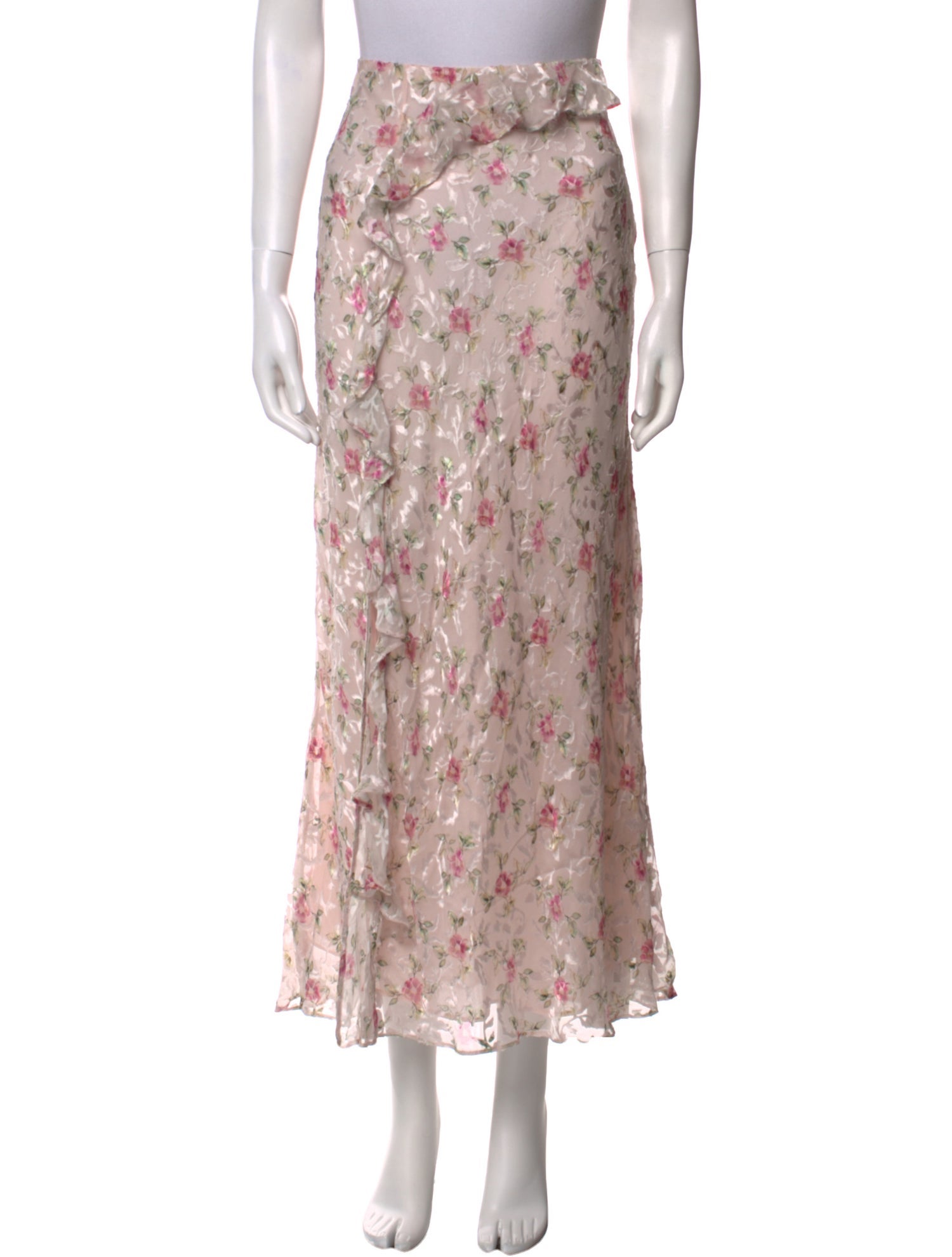 LoveShackFancy Floral Print Midi Length Skirt