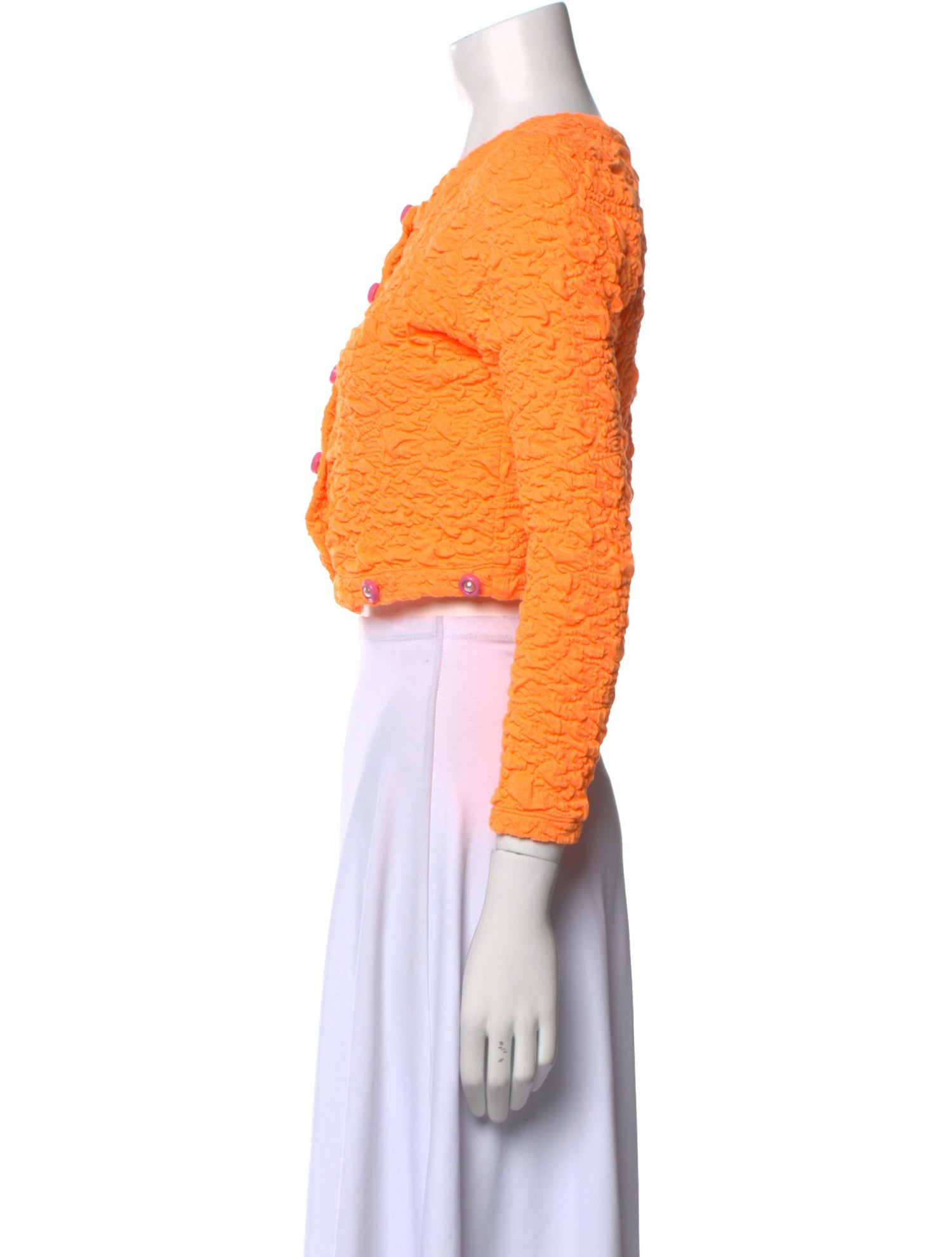 LoveShackFancy Scoop Neck Three-Quarter Sleeve Crop Top