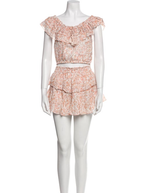 LoveShackFancy Floral Print Ruffle Embellishment Skirt Set