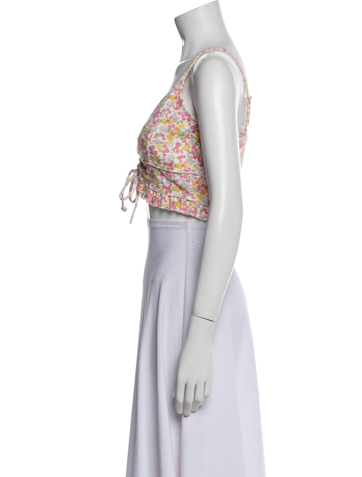 LoveShackFancy Printed V-Neck Crop Top