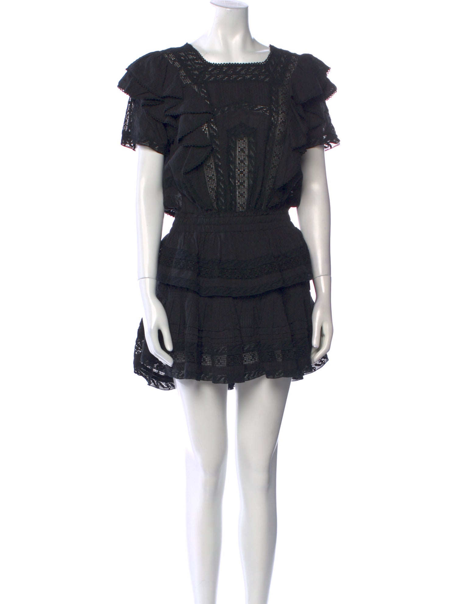 LoveShackFancy Square Neckline Mini Dress