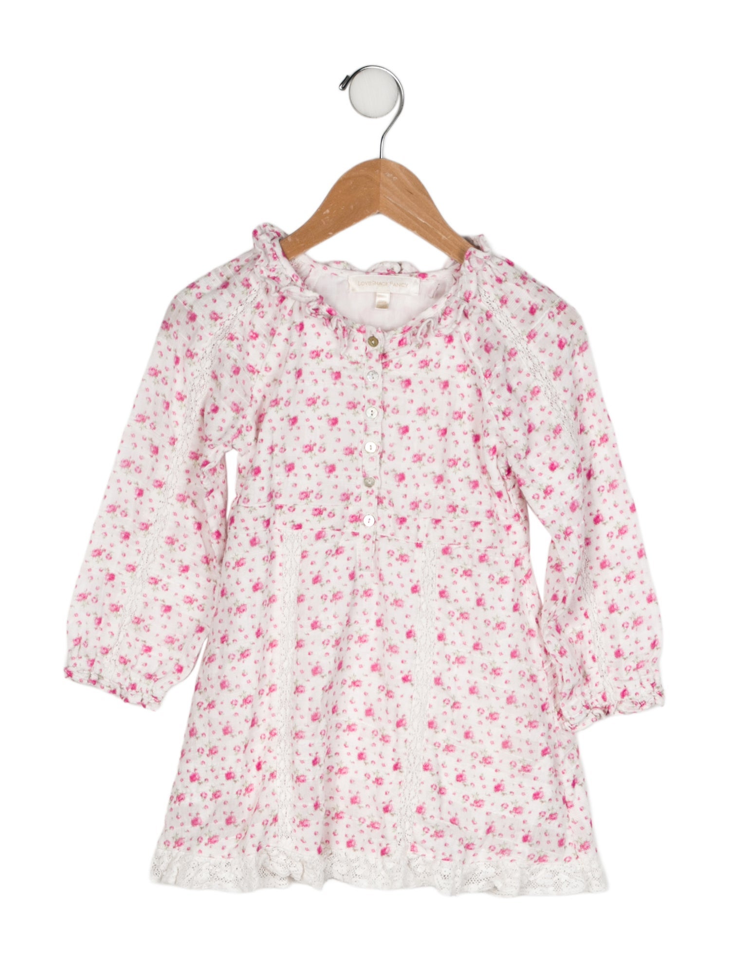 LoveShackFancy Toddler Girls' Floral Printed Long Sleeve Dress