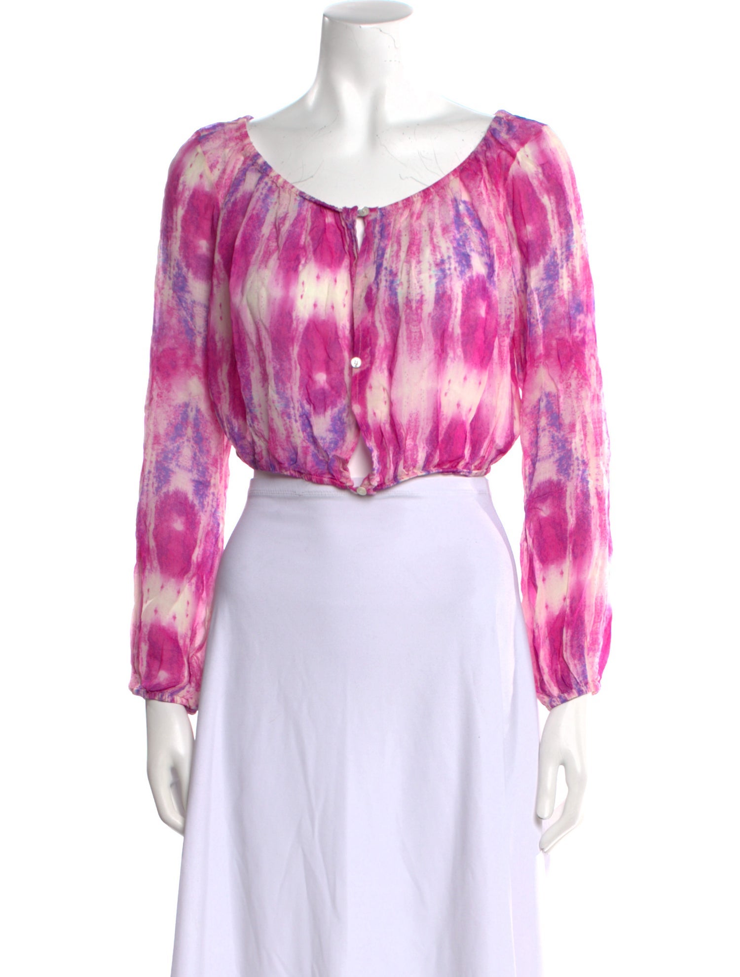 LoveShackFancy Tie-Dye Print Scoop Neck Crop Top