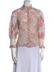 LoveShackFancy Floral Print Mock Neck Blouse