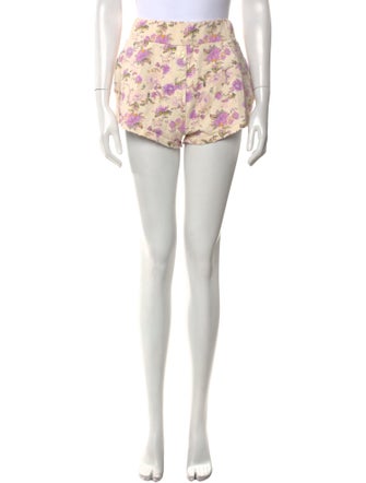 LoveShackFancy Floral Print Mini Shorts