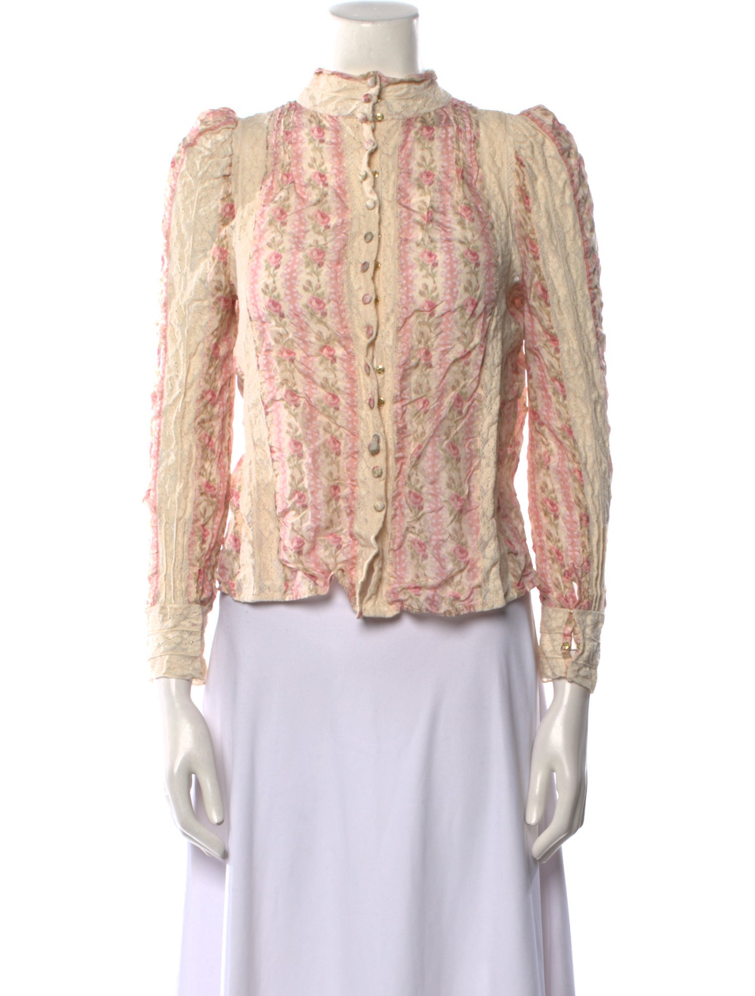 LoveShackFancy Silk Floral Print Blouse