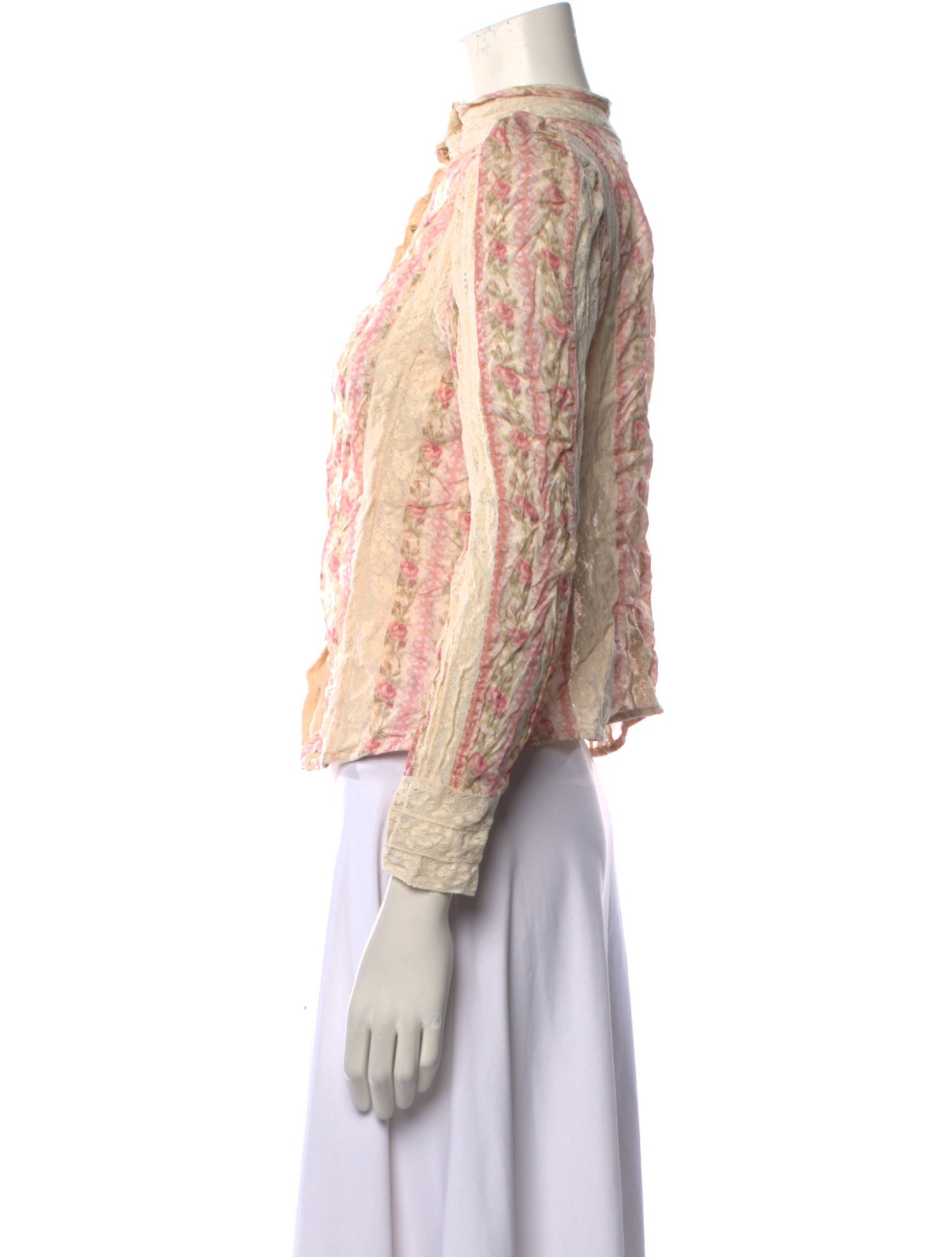 LoveShackFancy Silk Floral Print Blouse