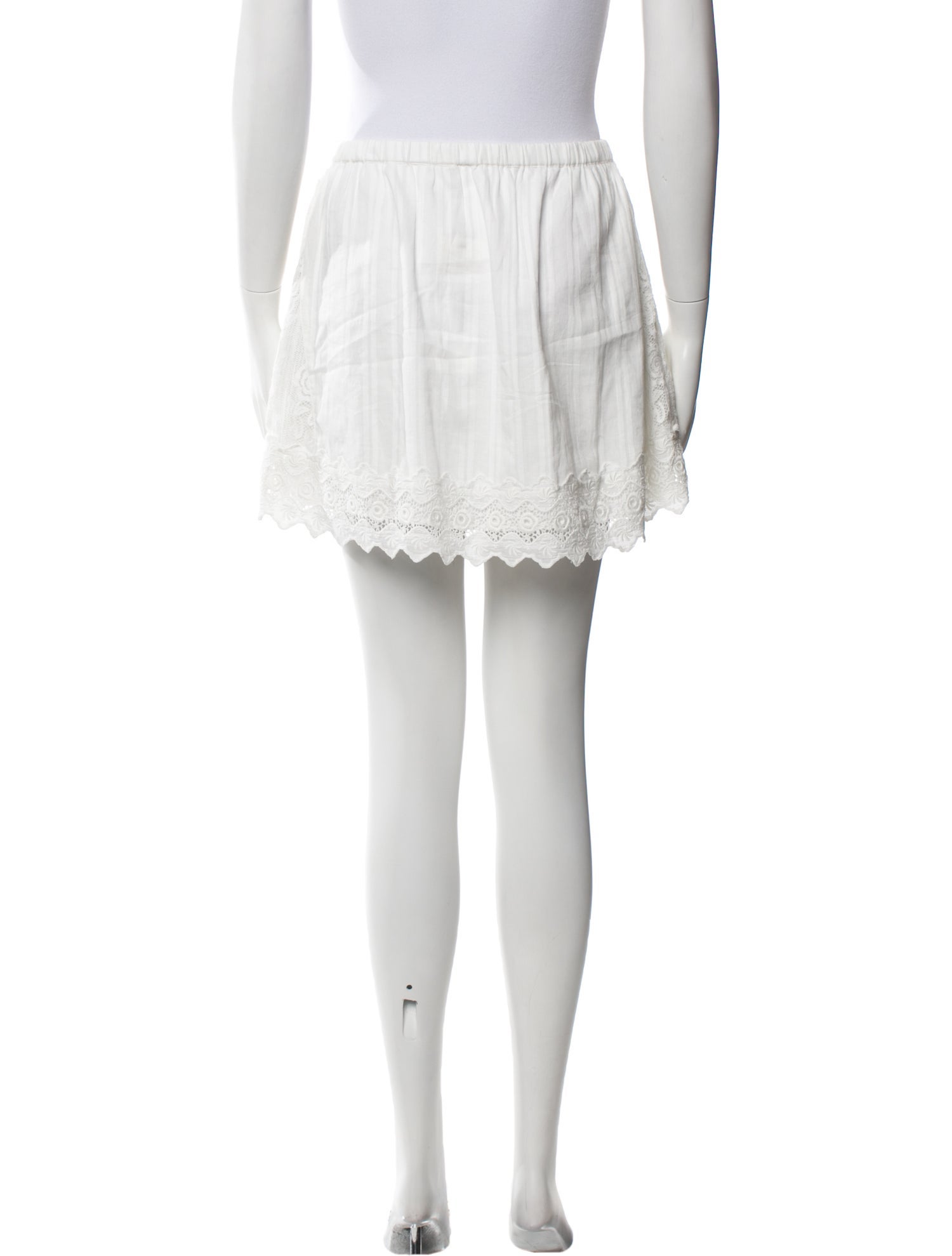 LoveShackFancy Embroidered Accent Mini Skirt