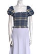 LoveShackFancy Plaid Print Square Neckline Crop Top