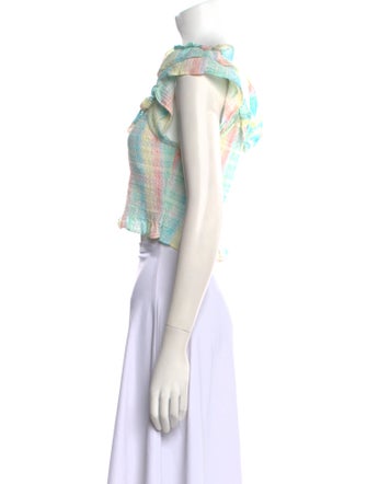 LoveShackFancy Plaid Print Square Neckline Crop Top