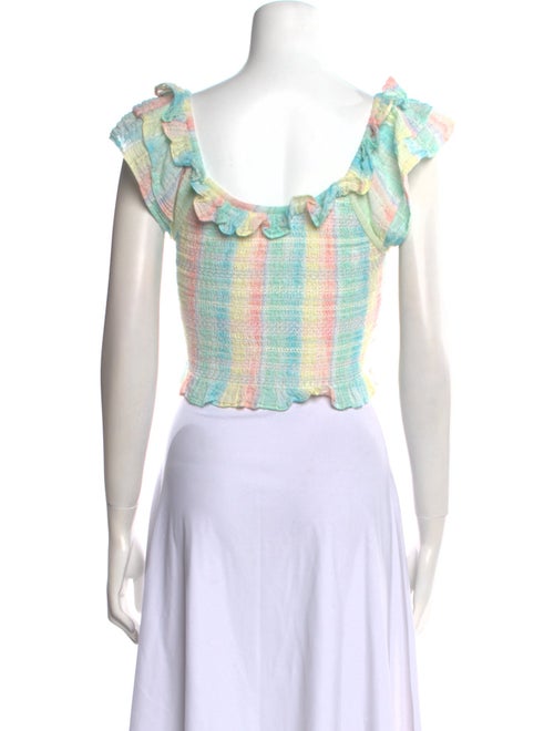 LoveShackFancy Plaid Print Square Neckline Crop Top