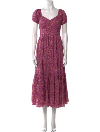 LoveShackFancy Floral Print Long Dress