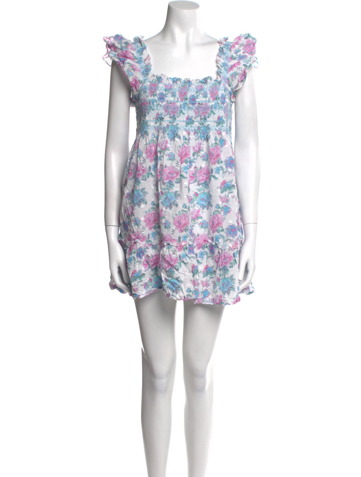 LoveShackFancy Floral Print Mini Dress