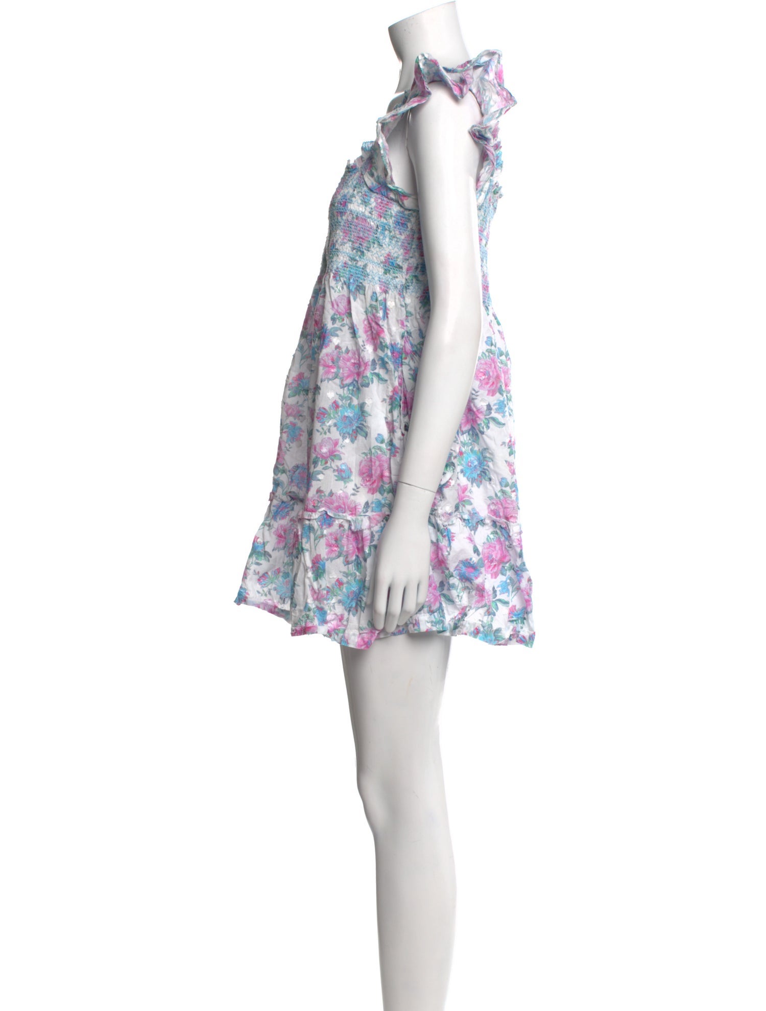 LoveShackFancy Floral Print Mini Dress