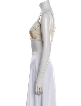 LoveShackFancy Linen Floral Print Crop Top