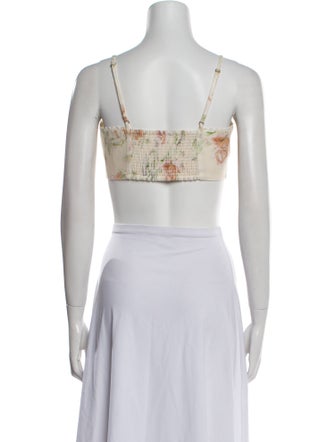 LoveShackFancy Linen Floral Print Crop Top