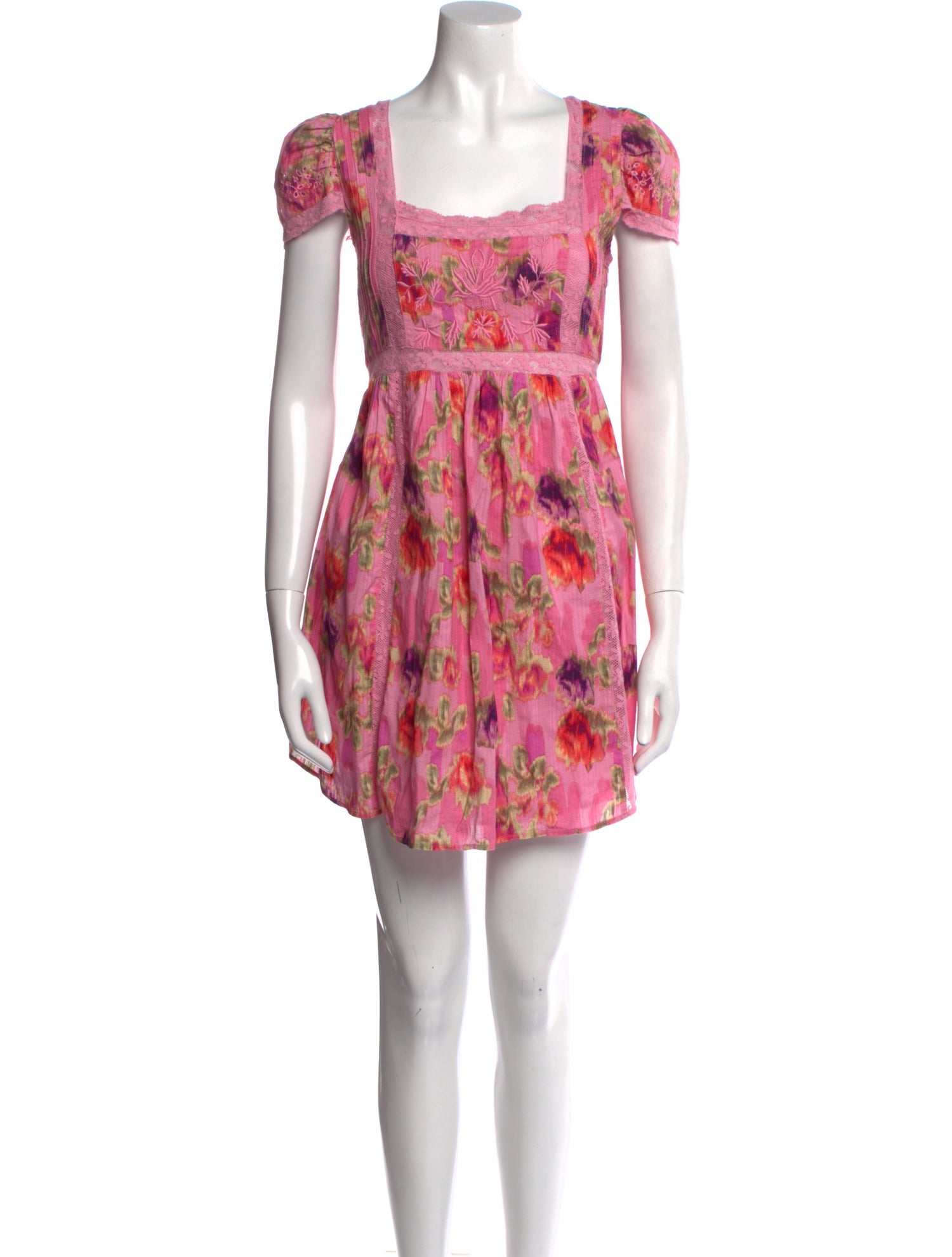 LoveShackFancy Floral Print Mini Dress