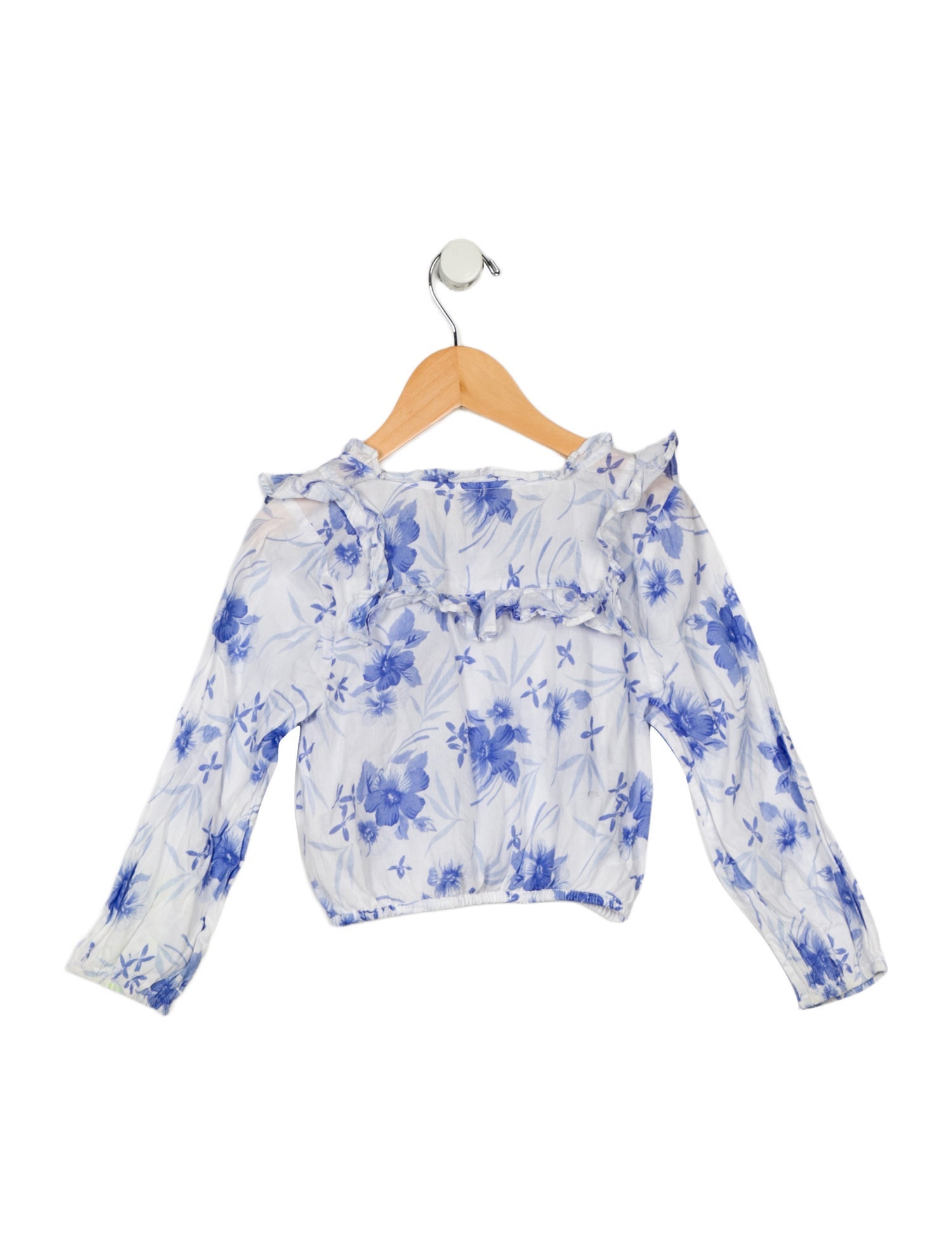 LoveShackFancy Girls' Long Sleeve Cotton Top