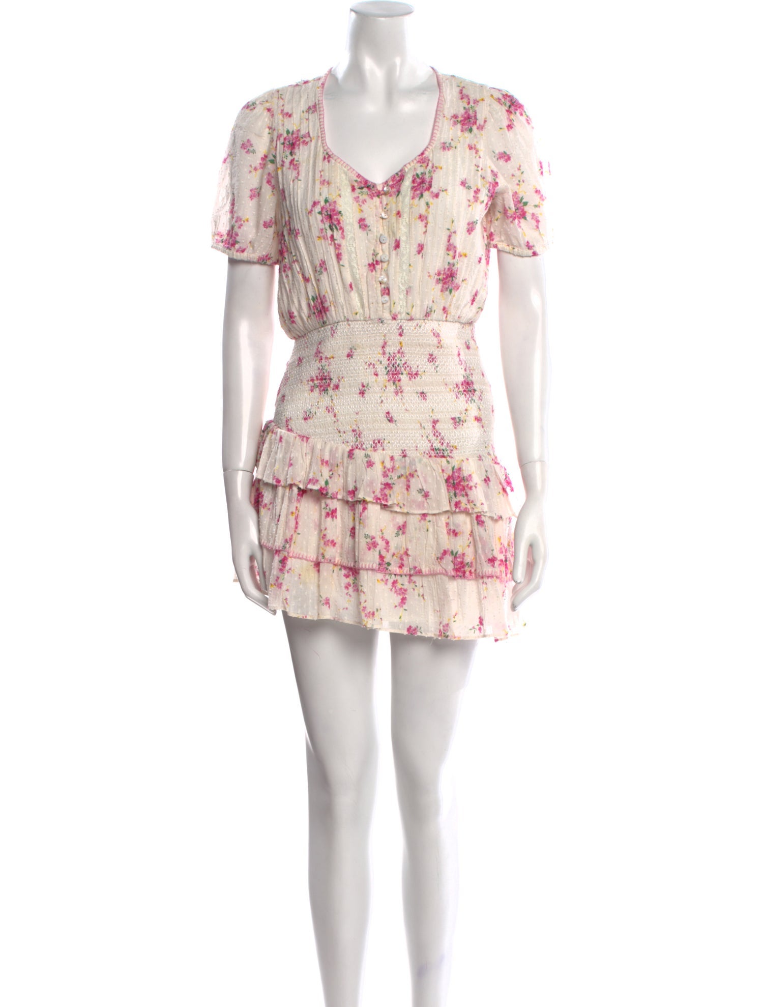 LoveShackFancy Floral Print Mini Dress
