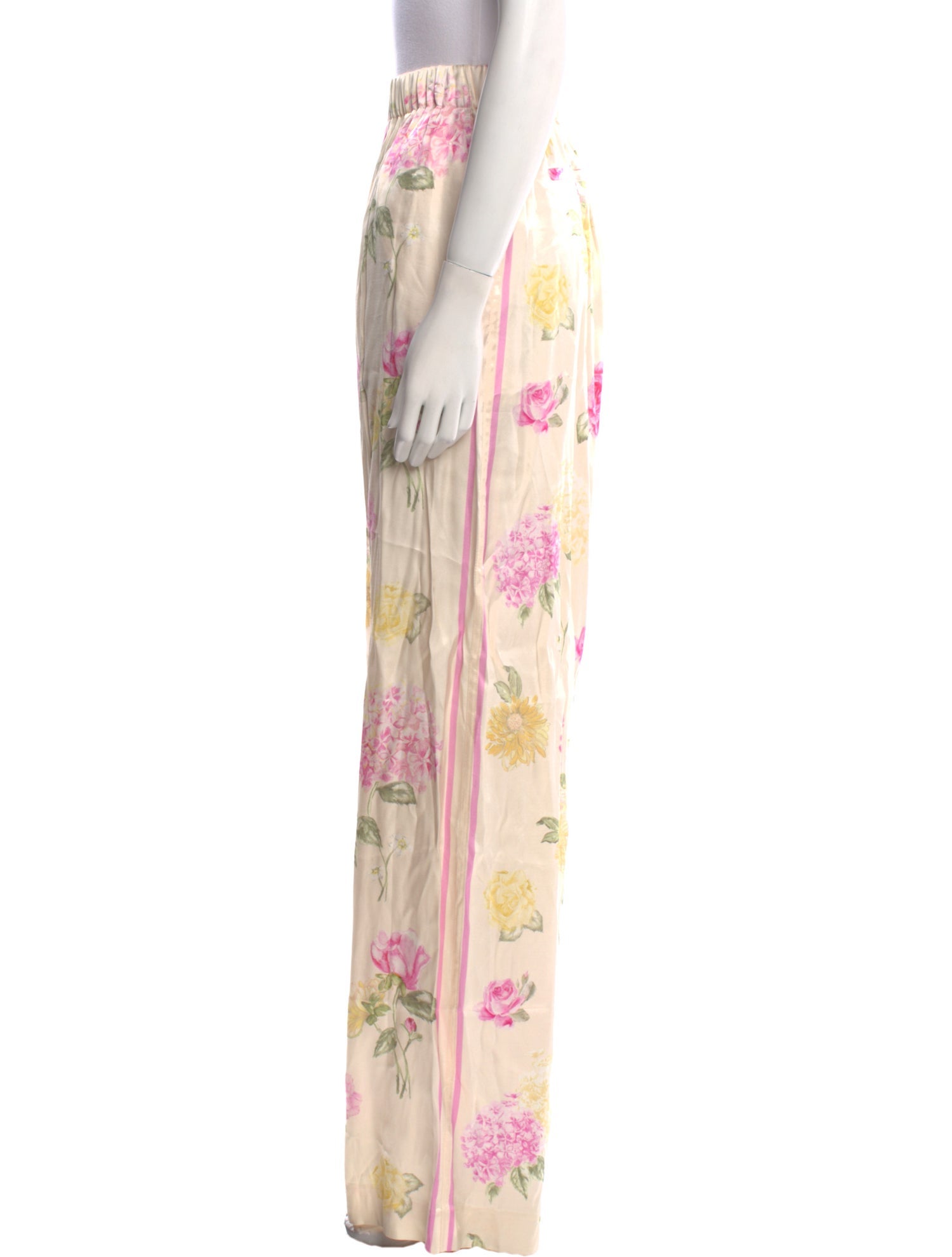 LoveShackFancy Floral Print Wide Leg Pants