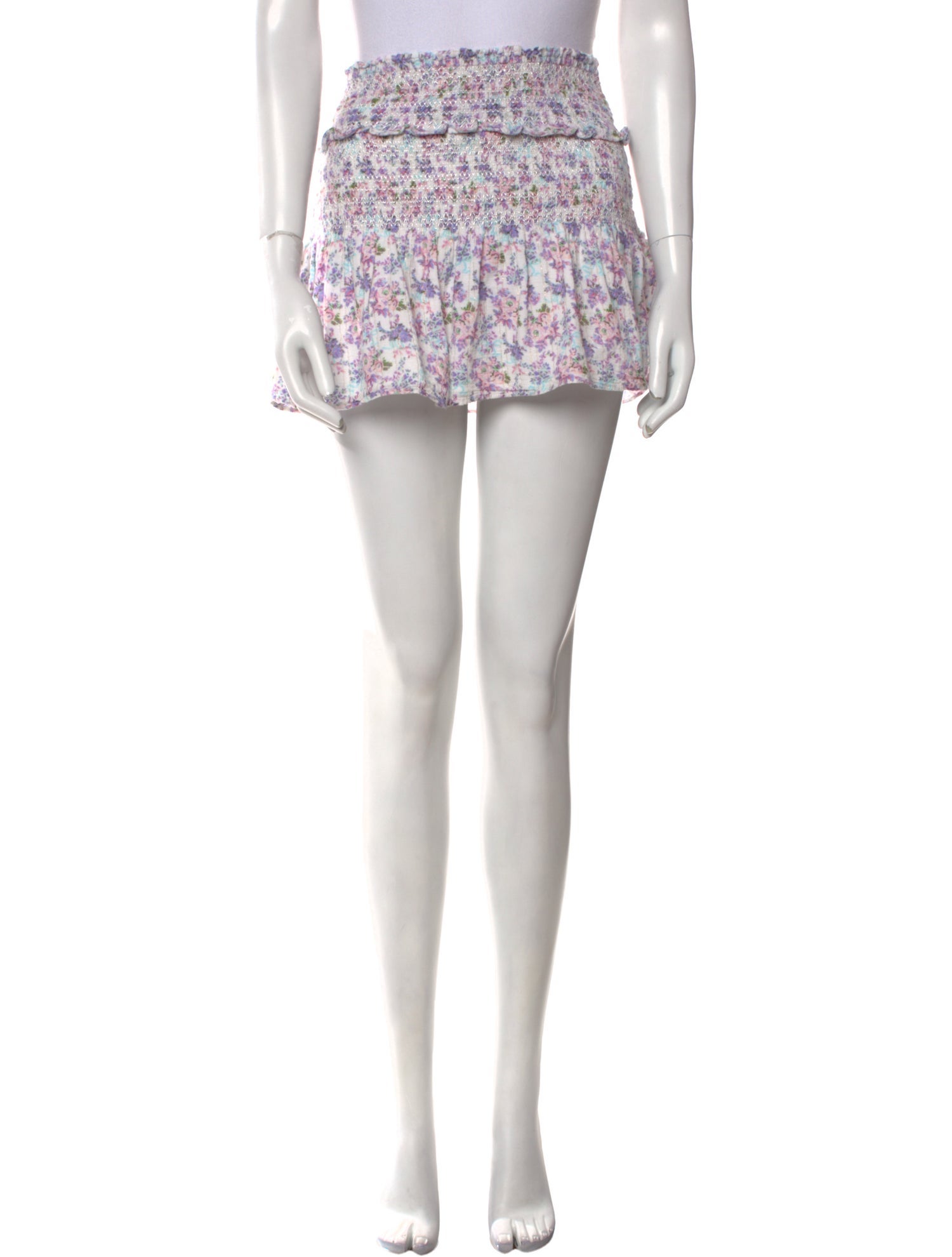 LoveShackFancy Floral Print Mini Skirt