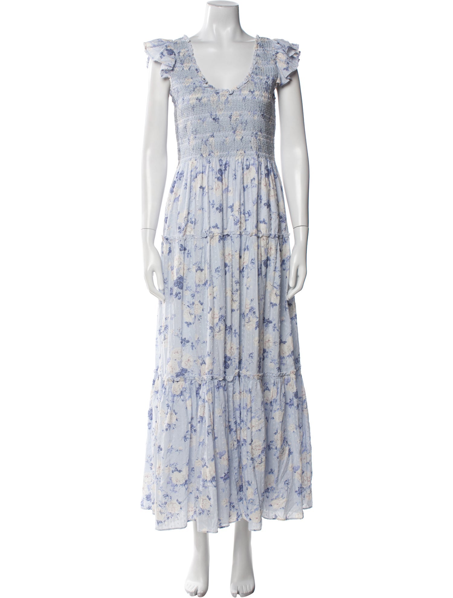 LoveShackFancy Floral Print Long Dress