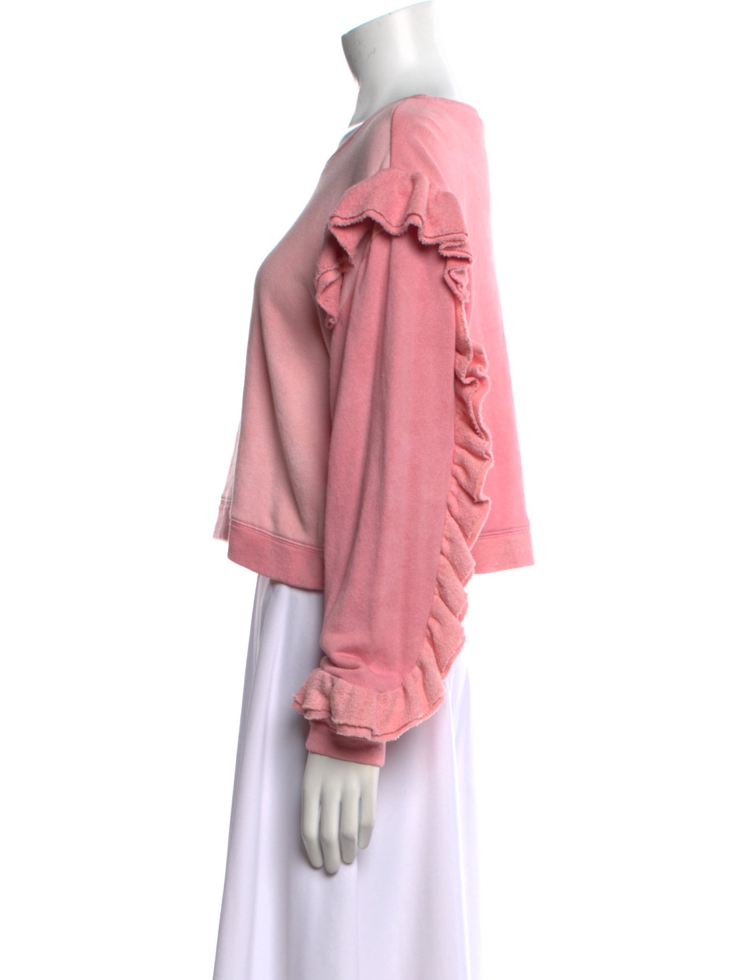 LoveShackFancy Scoop Neck Long Sleeve Sweatshirt