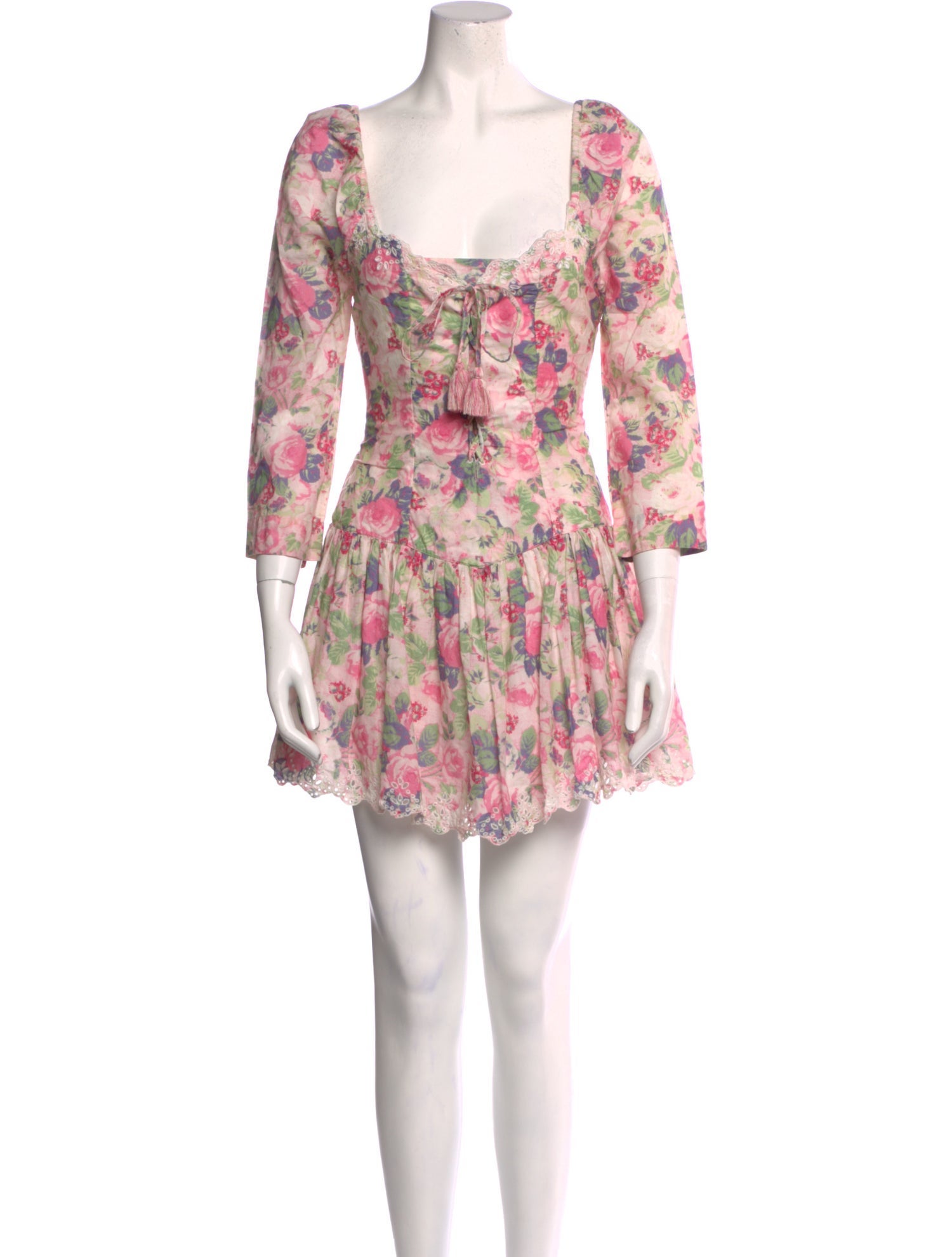 LoveShackFancy Floral Print Mini Dress