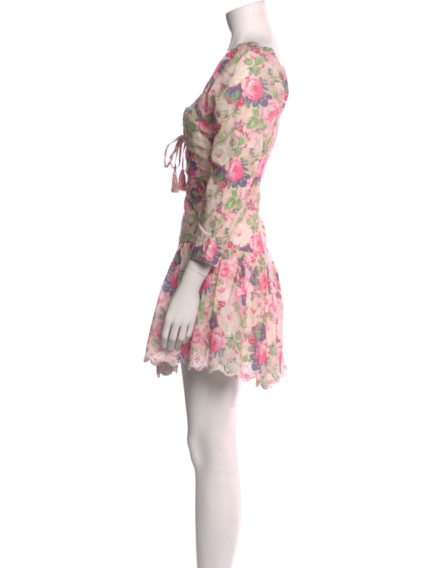 LoveShackFancy Floral Print Mini Dress