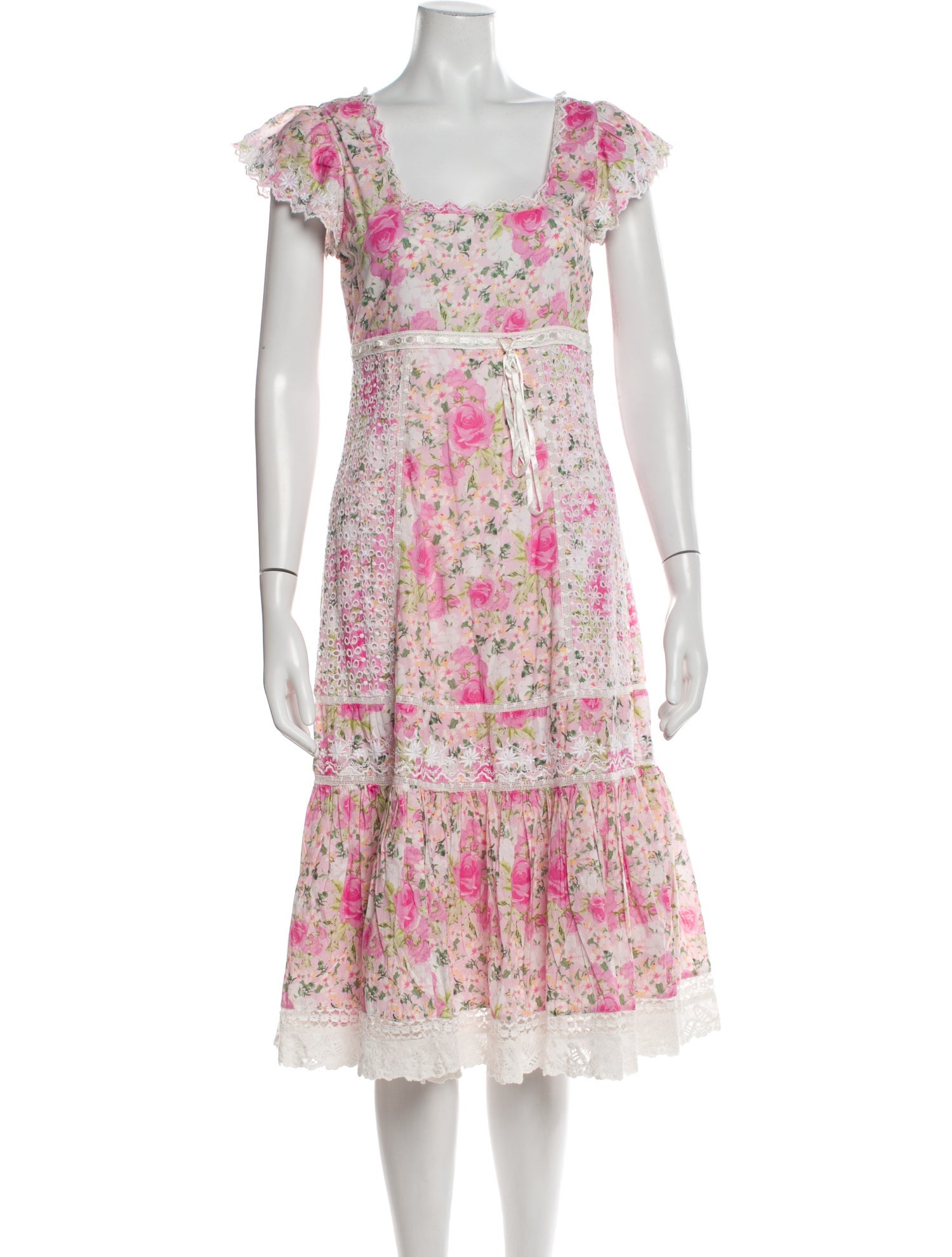 LoveShackFancy Floral Print Midi Length Dress